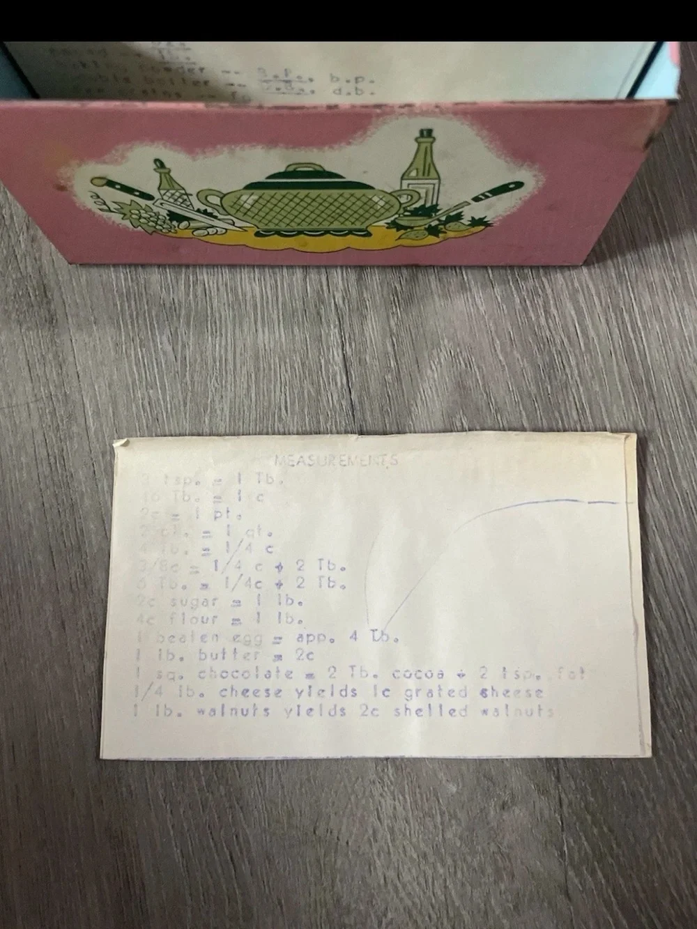 Vintage Ohio Art Metal Recipe Box Pink Yellow MCM Kitchen Tin Handwritten Recipe